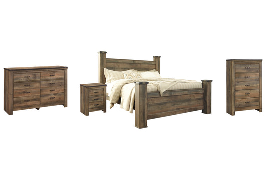 Trinell King Poster Bed with Dresser, Chest and Nightstand