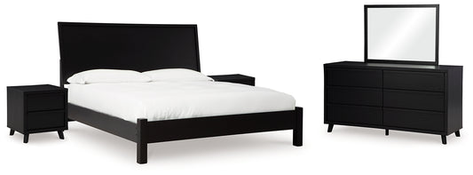 Danziar Queen Panel Bed with Mirrored Dresser and 2 Nightstands