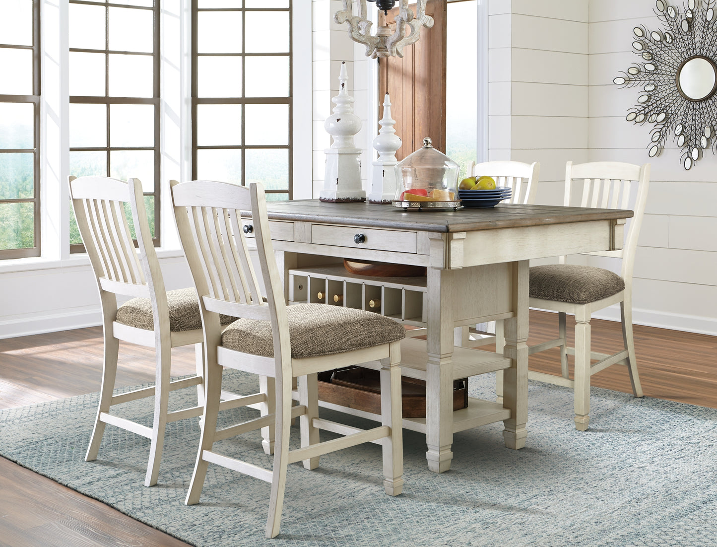 Bolanburg Counter Height Dining Table and 4 Barstools