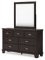 Covetown King Panel Bed with Mirrored Dresser, Chest and 2 Nightstands