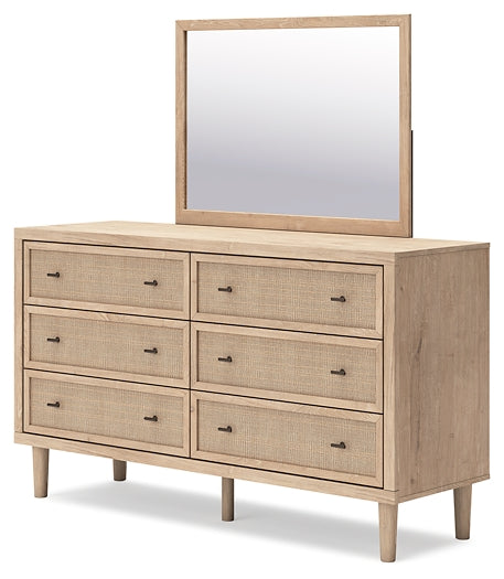 Cielden Full Panel Headboard with Mirrored Dresser