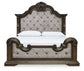 Maylee Queen Upholstered Bed with Mirrored Dresser, Chest and 2 Nightstands