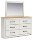 Linnocreek King Panel Headboard with Mirrored Dresser, Chest and Nightstand