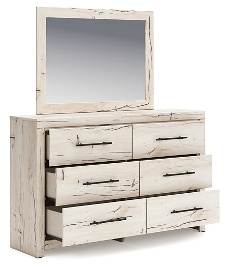 Lawroy Queen Panel Storage Bed with Mirrored Dresser and Nightstand