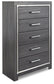 Lodanna Full Panel Bed with 2 Storage Drawers with Mirrored Dresser and Chest