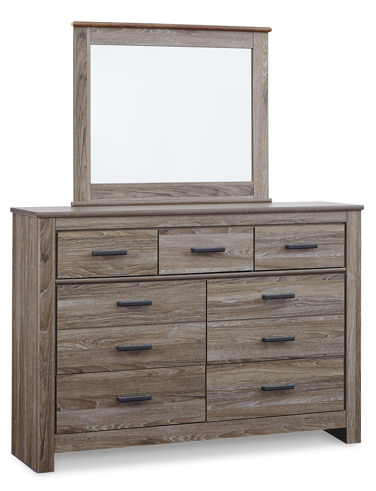 Zelen King/California King Panel Headboard with Mirrored Dresser