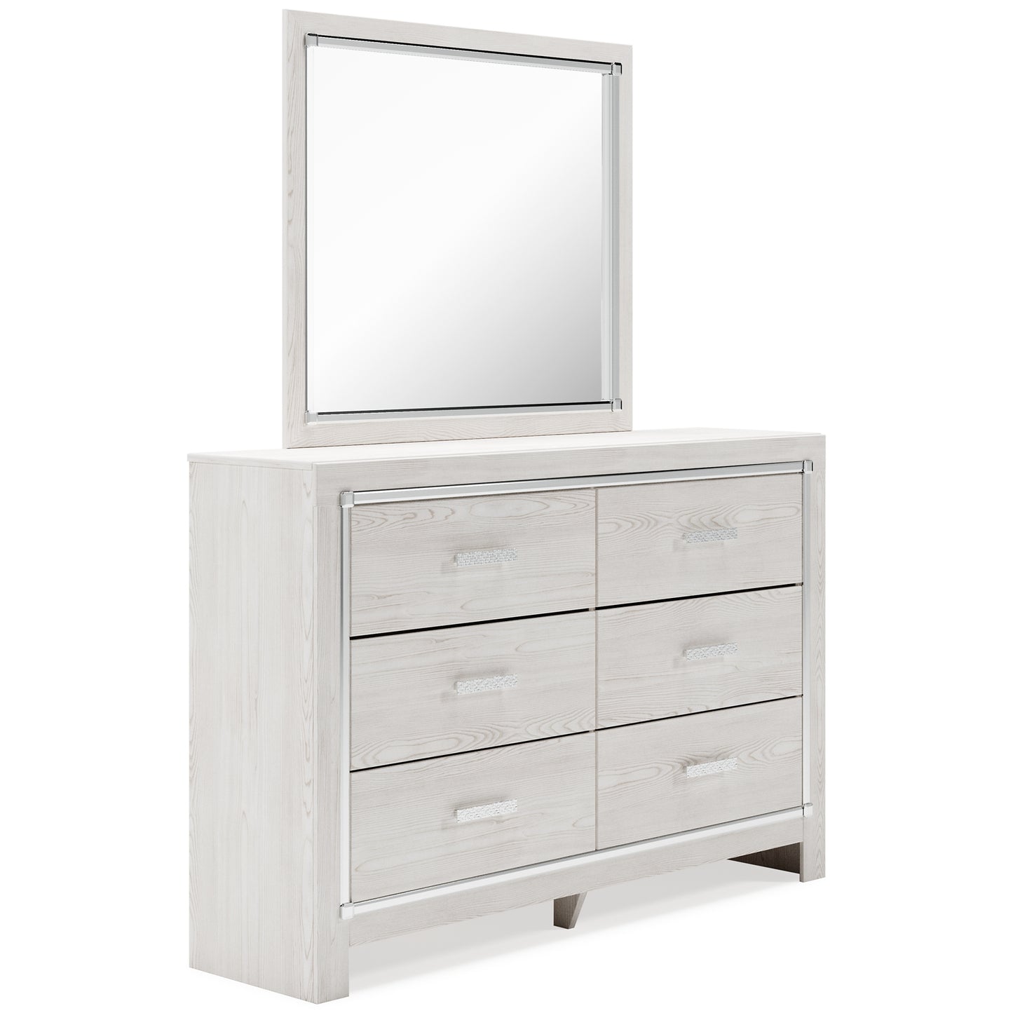 Altyra Queen Panel Bed with Mirrored Dresser, Chest and 2 Nightstands