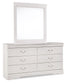 Anarasia Full Sleigh Headboard with Mirrored Dresser and Chest