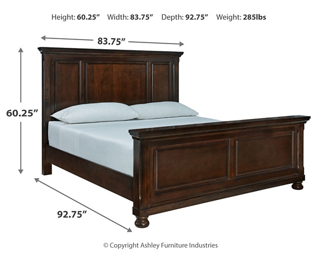 Porter California King Panel Bed with Mirrored Dresser