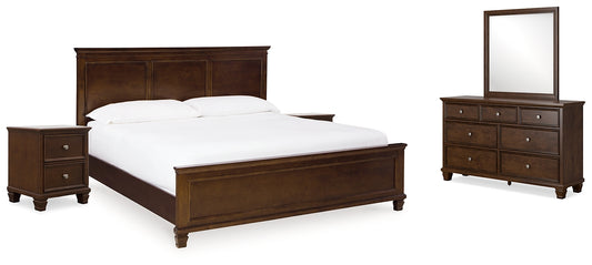 Danabrin King Panel Bed with Mirrored Dresser and 2 Nightstands