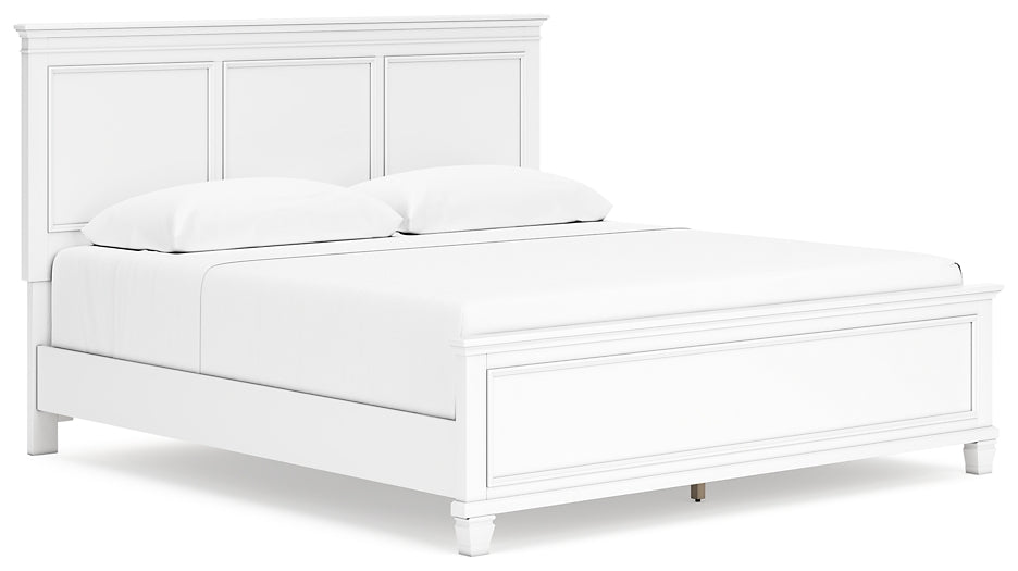 Fortman King Panel Bed with Mirrored Dresser, Chest and Nightstand