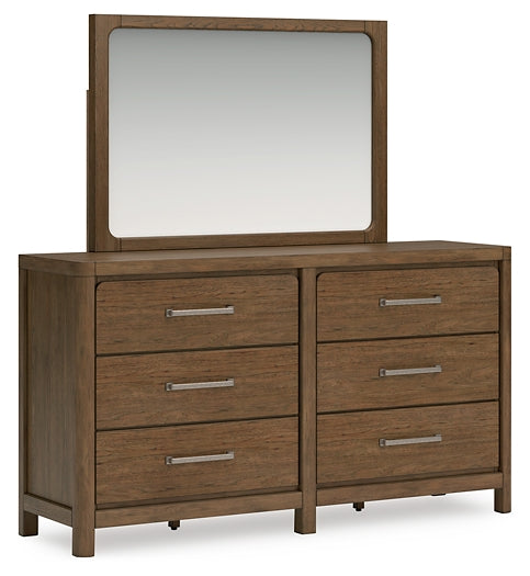 Cabalynn California King Panel Bed with Storage with Mirrored Dresser and Chest