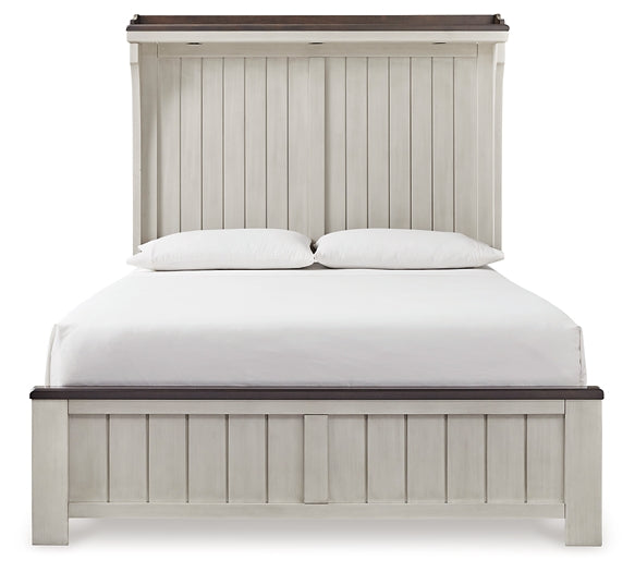 Darborn Queen Panel Bed with Mirrored Dresser and 2 Nightstands